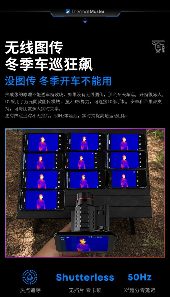 天眼炮D2热成像仪无线图传