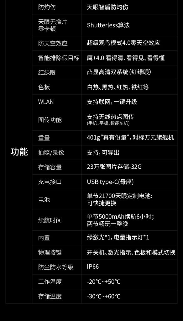 天眼炮D2热成像仪参数